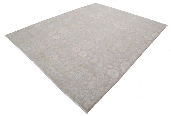 Transitional Hand Knotted Artemix Farhan Wool Rug of Size 7'11'' X 9'9'' in Taupe and Blue Colors - Made in Afghanistan