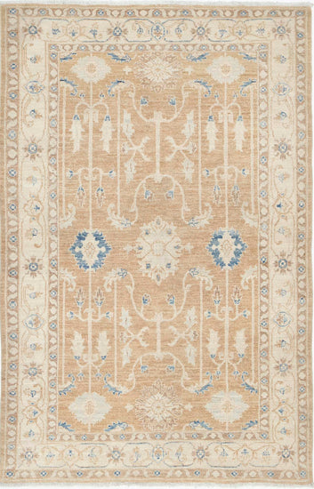 Traditional Hand Knotted Serenity Farhan Wool Rug of Size 3'10'' X 6'0'' in Red and Ivory Colors - Made in Afghanistan