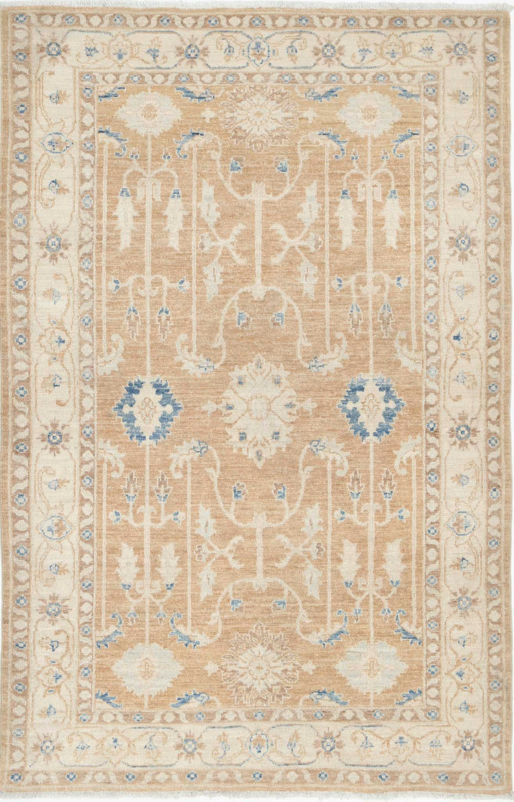 Traditional Hand Knotted Serenity Farhan Wool Rug of Size 3'10'' X 6'0'' in Red and Ivory Colors - Made in Afghanistan