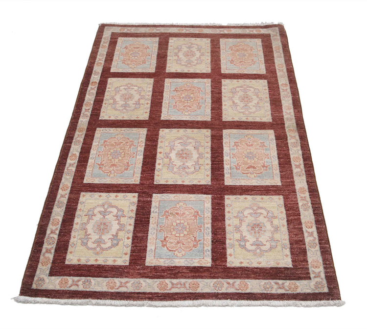 Traditional Hand Knotted Ziegler Farhan Wool Rug of Size 3'0'' X 4'9'' in Brown and Brown Colors - Made in Afghanistan