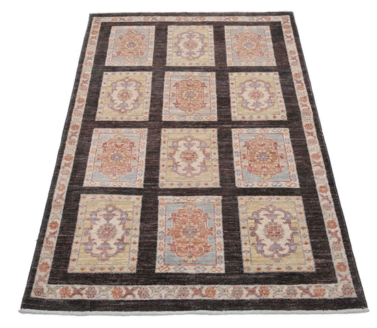 Traditional Hand Knotted Ziegler Farhan Wool Rug of Size 3'0'' X 4'11'' in Brown and Brown Colors - Made in Afghanistan