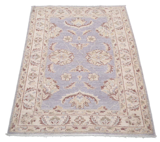 Traditional Hand Knotted Ziegler Farhan Wool Rug of Size 2'9'' X 4'0'' in Grey and Ivory Colors - Made in Afghanistan