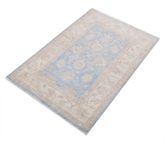 Traditional Hand Knotted Serenity Farhan Wool Rug of Size 2'6'' X 3'9'' in Blue and Ivory Colors - Made in Afghanistan