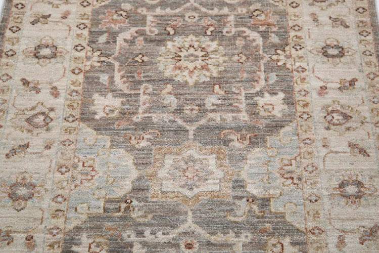 Traditional Hand Knotted Serenity Farhan Wool Rug of Size 2'7'' X 3'10'' in Brown and Ivory Colors - Made in Afghanistan