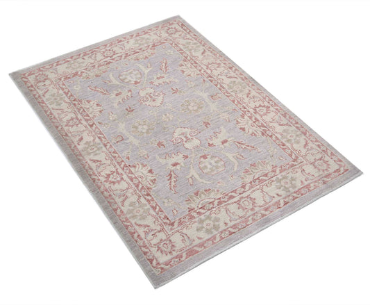 Traditional Hand Knotted Ziegler Farhan Wool Rug of Size 2'8'' X 3'8'' in Grey and Ivory Colors - Made in Afghanistan