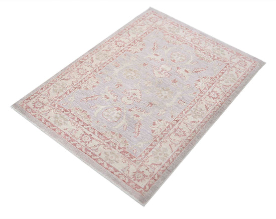 Traditional Hand Knotted Ziegler Farhan Wool Rug of Size 2'8'' X 3'8'' in Grey and Ivory Colors - Made in Afghanistan