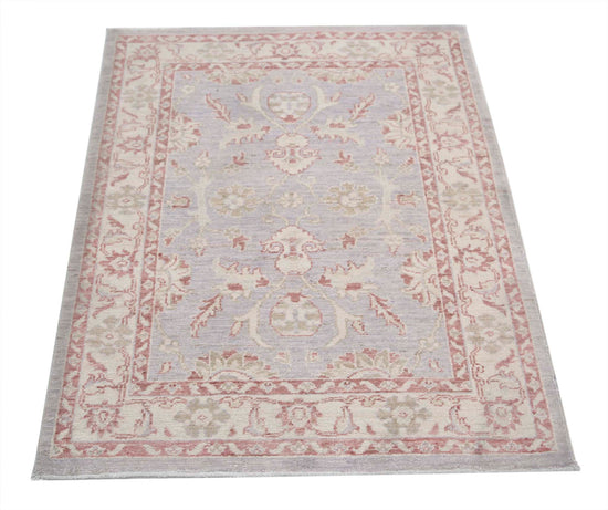 Traditional Hand Knotted Ziegler Farhan Wool Rug of Size 2'8'' X 3'8'' in Grey and Ivory Colors - Made in Afghanistan