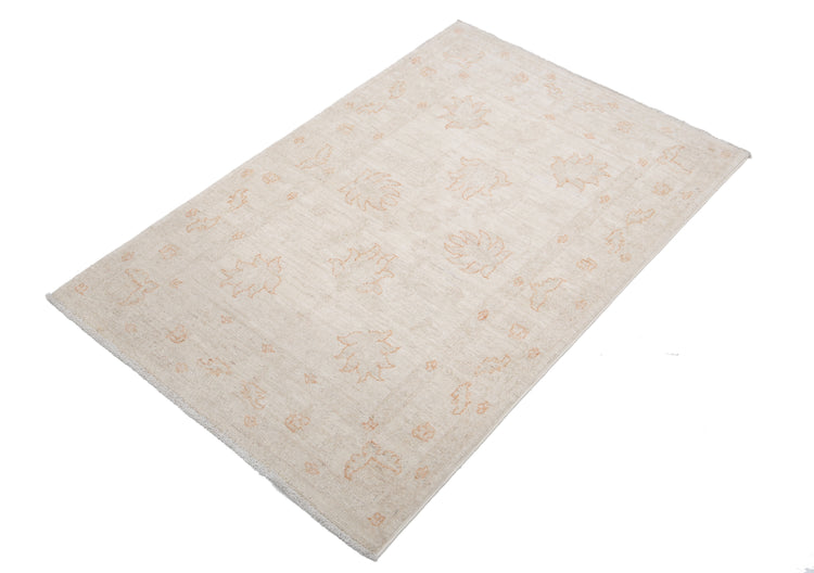 Traditional Hand Knotted Serenity Farhan Wool Rug of Size 2'7'' X 3'10'' in Ivory and Ivory Colors - Made in Afghanistan