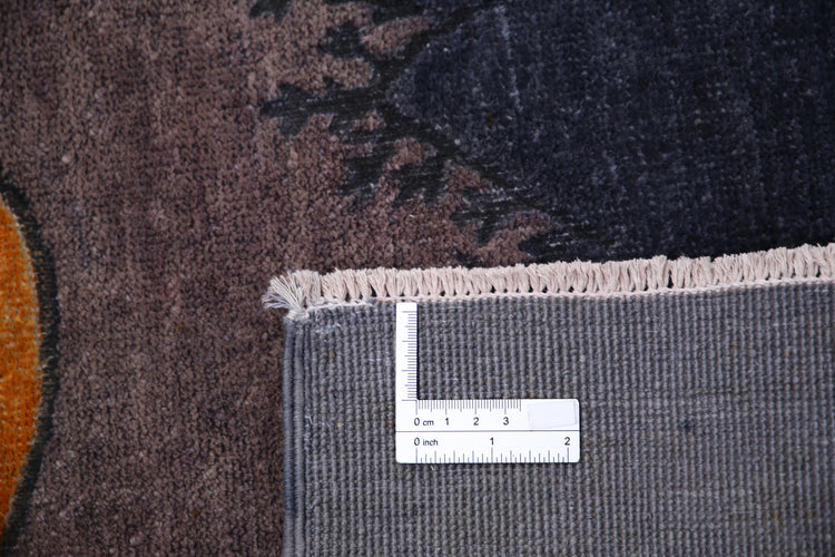 Transitional Hand Knotted Overdyed Farhan Wool Rug of Size 2'9'' X 4'0'' in Grey and Brown Colors - Made in Afghanistan