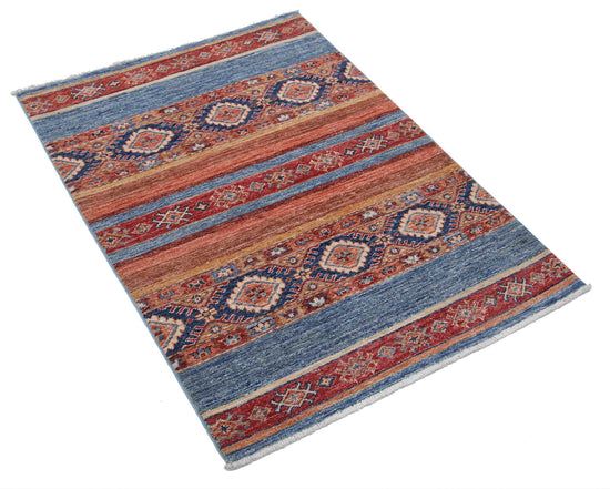 Traditional Hand Knotted Khurjeen Farhan Wool Rug of Size 2'9'' X 3'11'' in Multi and Multi Colors - Made in Afghanistan