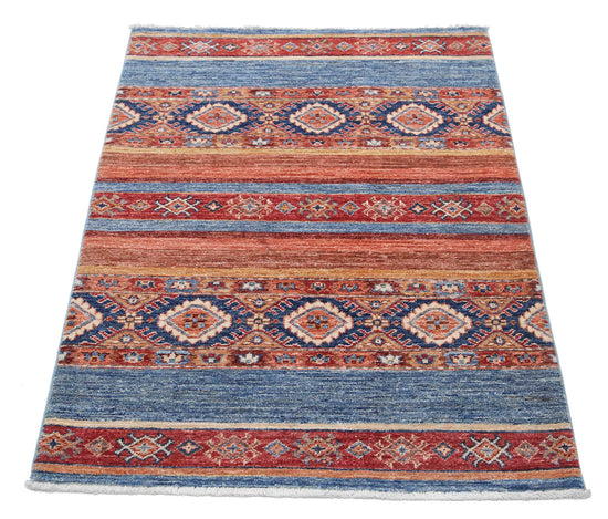 Traditional Hand Knotted Khurjeen Farhan Wool Rug of Size 2'9'' X 3'11'' in Multi and Multi Colors - Made in Afghanistan