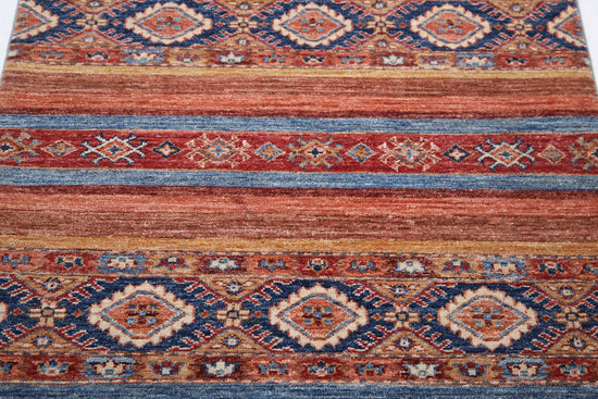Traditional Hand Knotted Khurjeen Farhan Wool Rug of Size 2'9'' X 3'11'' in Multi and Multi Colors - Made in Afghanistan
