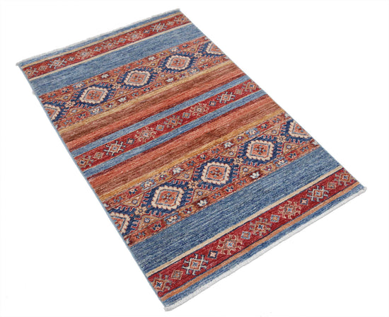Traditional Hand Knotted Khurjeen Farhan Wool Rug of Size 2'7'' X 3'11'' in Multi and Multi Colors - Made in Afghanistan