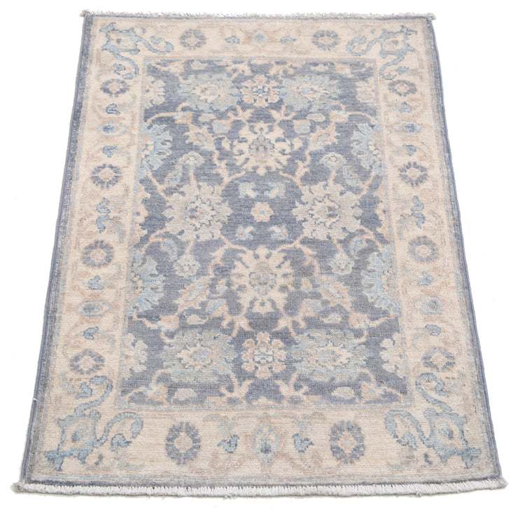 Traditional Hand Knotted Serenity Farhan Wool Rug of Size 2'0'' X 2'11'' in Grey and Ivory Colors - Made in Afghanistan