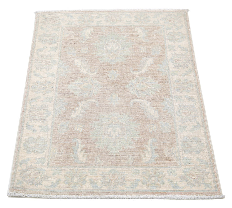 Traditional Hand Knotted Serenity Farhan Wool Rug of Size 2'3'' X 3'3'' in Brown and Ivory Colors - Made in Afghanistan