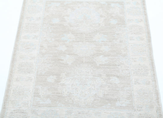 Traditional Hand Knotted Serenity Farhan Wool Rug of Size 2'2'' X 3'2'' in Brown and Ivory Colors - Made in Afghanistan