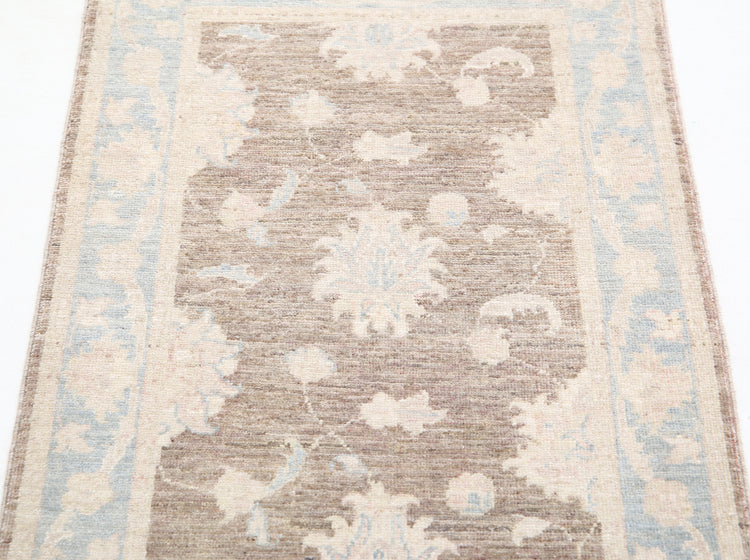 Traditional Hand Knotted Serenity Farhan Wool Rug of Size 2'0'' X 3'1'' in Brown and Grey Colors - Made in Afghanistan