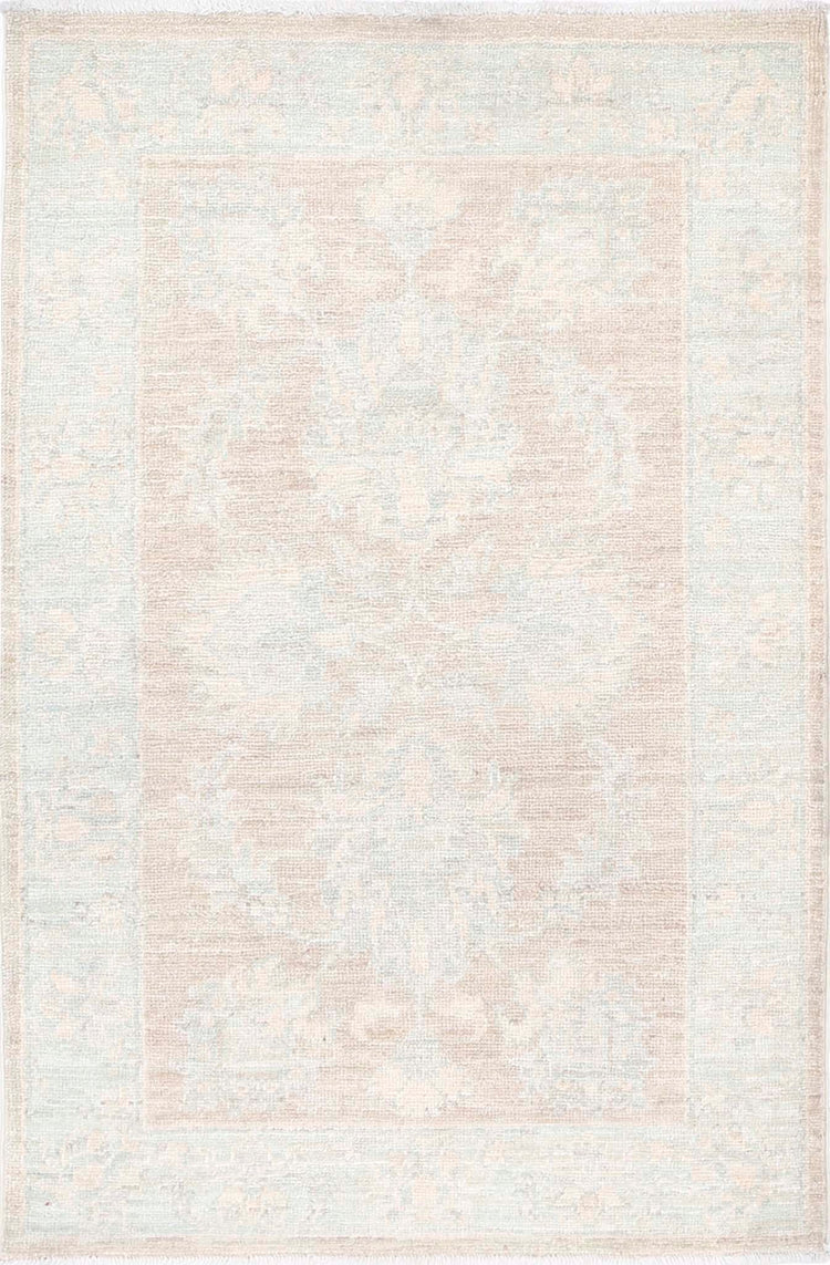 Traditional Hand Knotted Serenity Farhan Wool Rug of Size 2'1'' X 3'2'' in Brown and Blue Colors - Made in Afghanistan