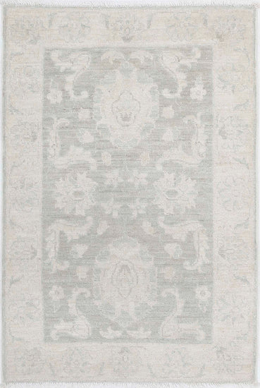 Traditional Hand Knotted Serenity Farhan Wool Rug of Size 2'0'' X 3'0'' in Grey and Ivory Colors - Made in Afghanistan