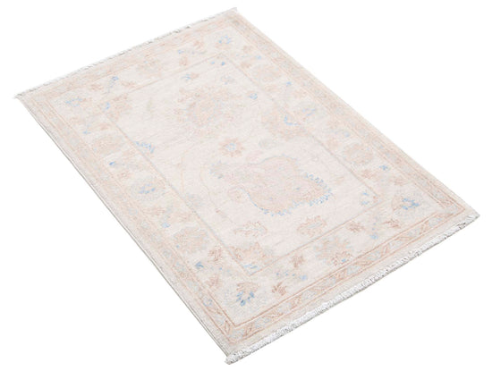Traditional Hand Knotted Serenity Farhan Wool Rug of Size 2'1'' X 2'11'' in Ivory and Ivory Colors - Made in Afghanistan