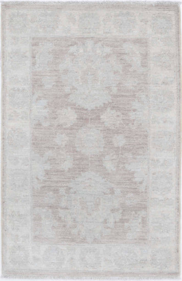 Traditional Hand Knotted Serenity Farhan Wool Rug of Size 2'1'' X 3'3'' in Brown and Ivory Colors - Made in Afghanistan