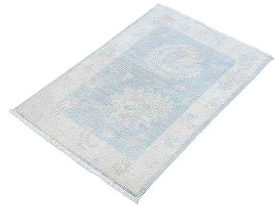 Traditional Hand Knotted Serenity Farhan Wool Rug of Size 2'1'' X 3'1'' in Grey and Ivory Colors - Made in Afghanistan