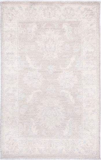 Traditional Hand Knotted Serenity Farhan Wool Rug of Size 2'0'' X 3'3'' in Brown and Ivory Colors - Made in Afghanistan