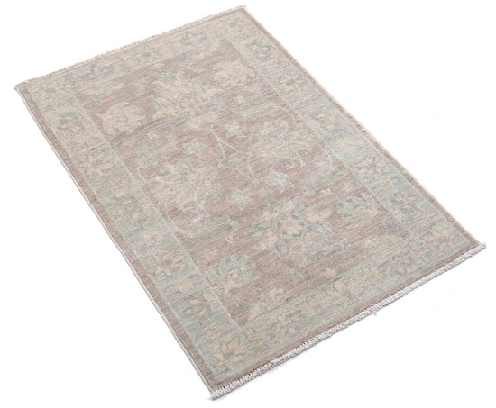 Traditional Hand Knotted Serenity Farhan Wool Rug of Size 2'1'' X 3'1'' in Brown and Ivory Colors - Made in Afghanistan
