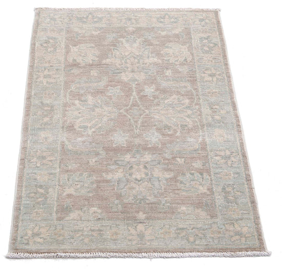 Traditional Hand Knotted Serenity Farhan Wool Rug of Size 2'1'' X 3'1'' in Brown and Ivory Colors - Made in Afghanistan