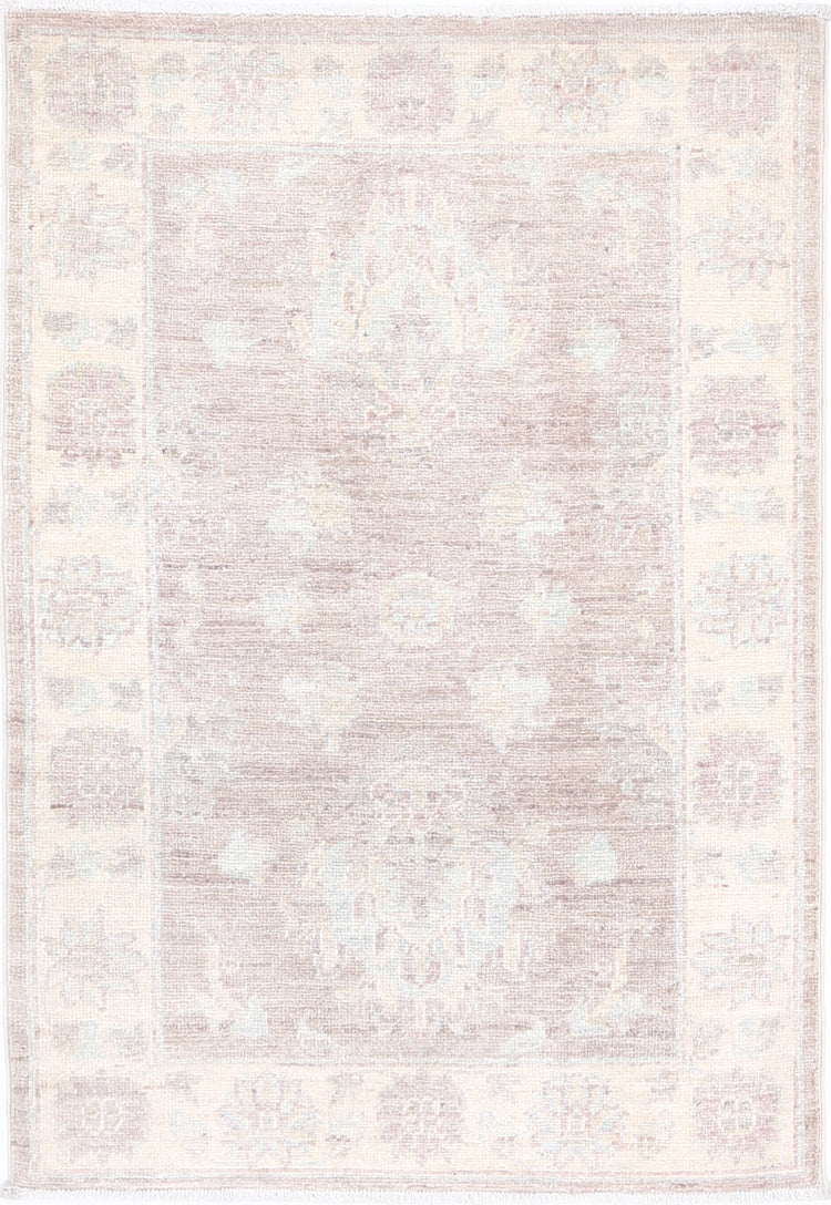 Traditional Hand Knotted Serenity Farhan Wool Rug of Size 2'1'' X 3'0'' in Brown and Ivory Colors - Made in Afghanistan