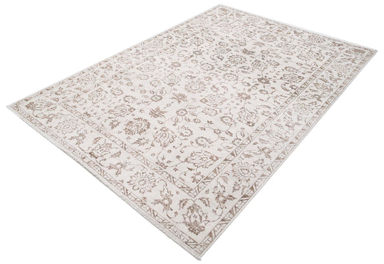 Traditional Hand Knotted Serenity Farhan Wool Rug of Size 5'9'' X 8'4'' in Grey and Grey Colors - Made in Afghanistan
