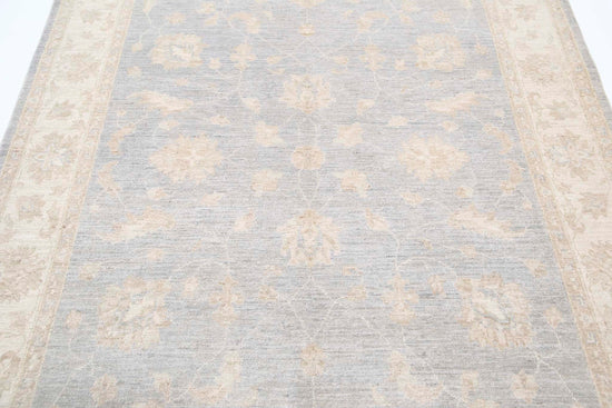 Traditional Hand Knotted Serenity Farhan Wool Rug of Size 5'5'' X 8'2'' in Grey and Ivory Colors - Made in Afghanistan