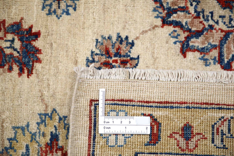 Traditional Hand Knotted Ziegler Farhan Wool Rug of Size 5'5'' X 7'8'' in Ivory and Blue Colors - Made in Afghanistan