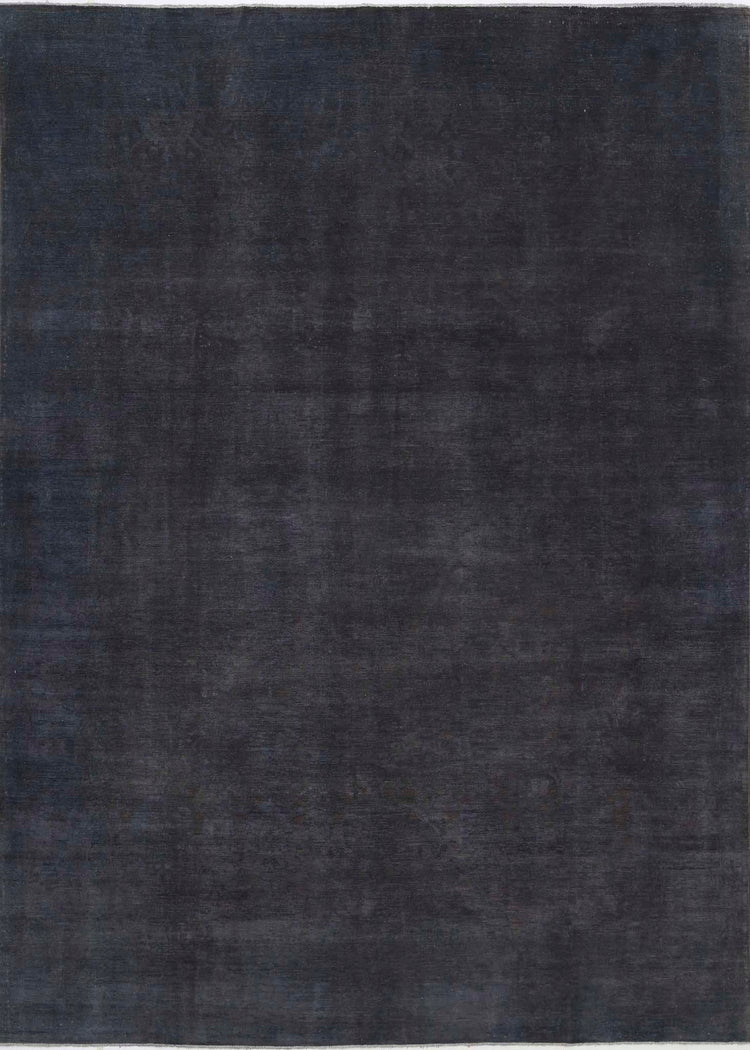 Transitional Hand Knotted Overdyed Farhan Wool Rug of Size 9'10'' X 13'5'' in Black and Black Colors - Made in Afghanistan