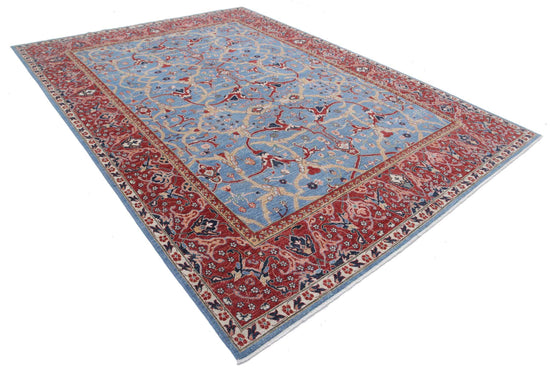 Traditional Hand Knotted Sultanabad Farhan Wool Rug of Size 8'10'' X 12'1'' in Red and Blue Colors - Made in Afghanistan