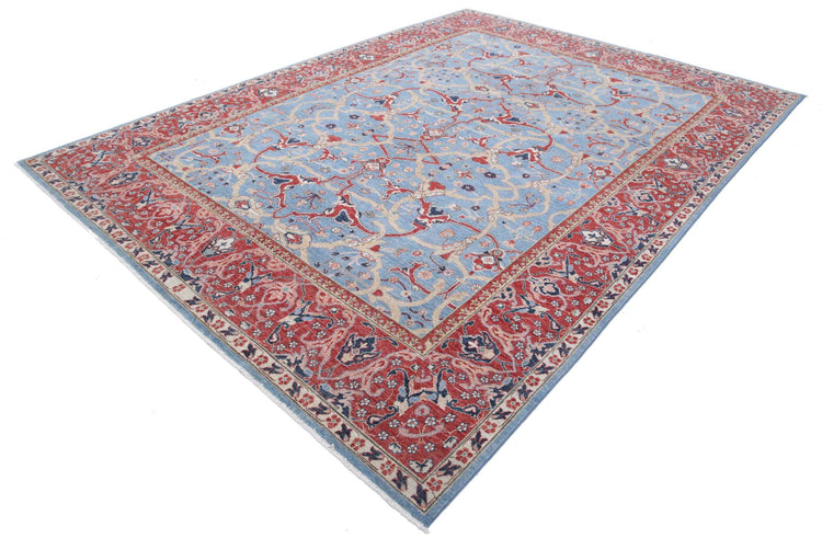 Traditional Hand Knotted Sultanabad Farhan Wool Rug of Size 8'10'' X 12'1'' in Red and Blue Colors - Made in Afghanistan