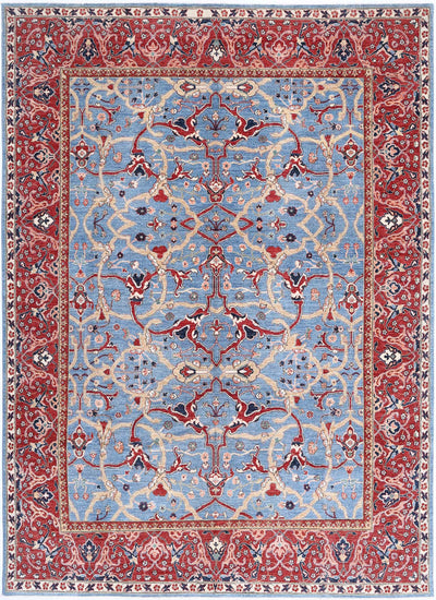 Traditional Hand Knotted Sultanabad Farhan Wool Rug of Size 8'10'' X 12'1'' in Red and Blue Colors - Made in Afghanistan