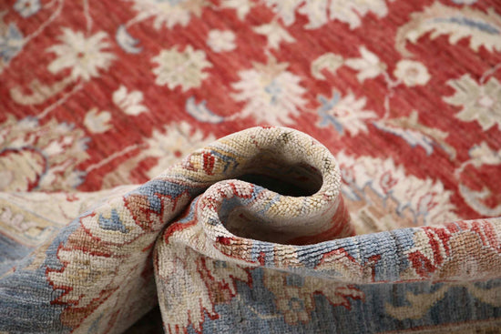 Traditional Hand Knotted Sultanabad Farhan Wool Rug of Size 8'2'' X 10'2'' in Blue and Red Colors - Made in Afghanistan