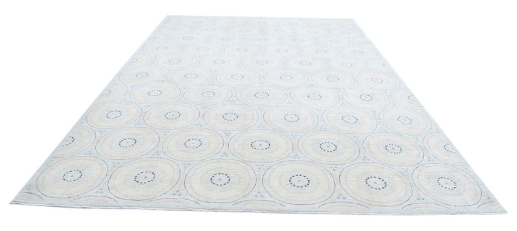 Transitional Hand Knotted Artemix Haji Jalili Wool Rug of Size 9'9'' X 13'11'' in Blue and Ivory Colors - Made in Afghanistan