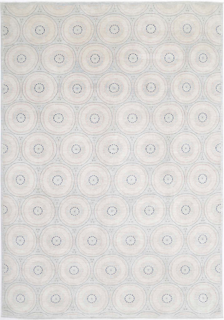 Transitional Hand Knotted Artemix Haji Jalili Wool Rug of Size 9'9'' X 13'11'' in Blue and Ivory Colors - Made in Afghanistan