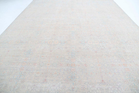 Transitional Hand Knotted Artemix Haji Jalili Wool Rug of Size 12'1'' X 15'8'' in Grey and Grey Colors - Made in Afghanistan