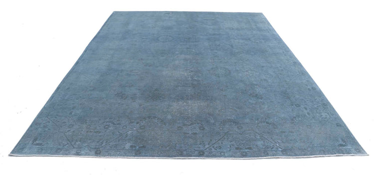 Transitional Hand Knotted Overdyed Haji Jalili Wool Rug of Size 8'10'' X 11'3'' in Blue and  Colors - Made in Afghanistan