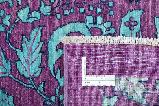 Transitional Hand Knotted Artemix Haji Jalili Wool Rug of Size 8'9'' X 11'7'' in Purple and Teal Colors - Made in Afghanistan