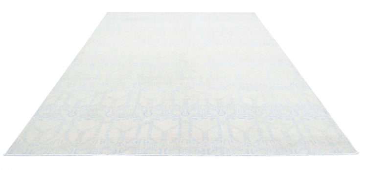 Transitional Hand Knotted Artemix Haji Jalili Wool Rug of Size 8'0'' X 11'3'' in Ivory and Blue Colors - Made in Afghanistan