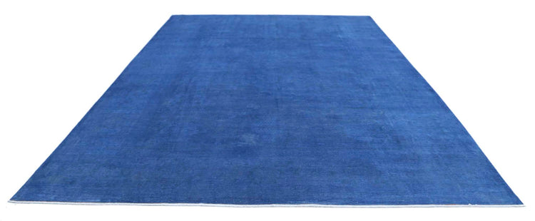 Transitional Hand Knotted Overdyed Haji Jalili Wool Rug of Size 9'7'' X 13'6'' in Blue and Blue Colors - Made in Afghanistan