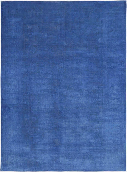 Transitional Hand Knotted Overdyed Haji Jalili Wool Rug of Size 9'7'' X 13'6'' in Blue and Blue Colors - Made in Afghanistan