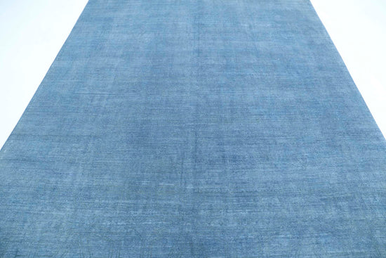 Transitional Hand Knotted Overdyed Haji Jalili Wool Rug of Size 7'9'' X 11'0'' in Blue and Blue Colors - Made in Afghanistan
