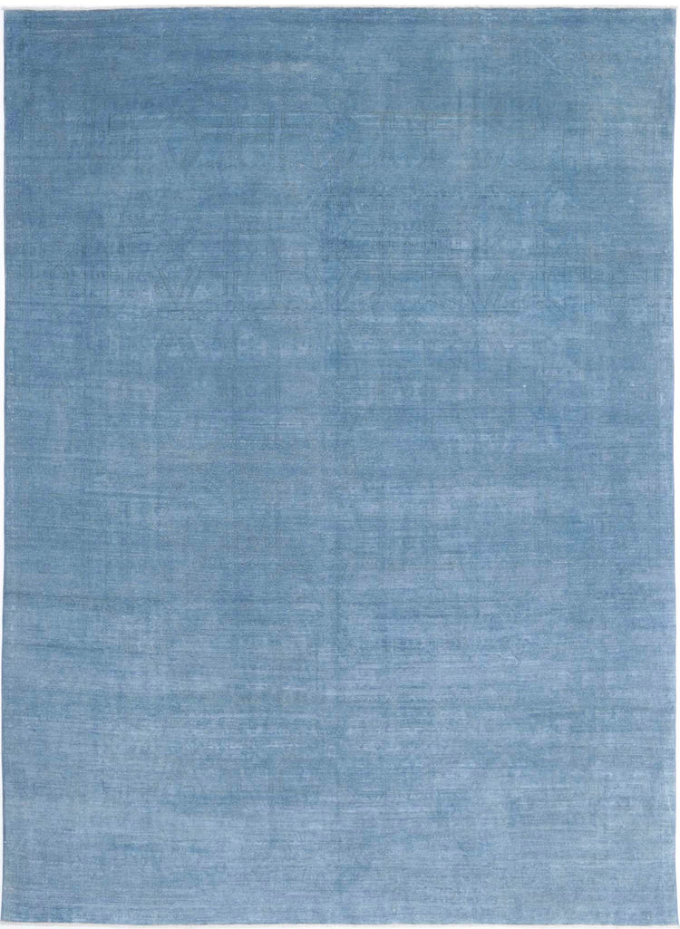 Transitional Hand Knotted Overdyed Haji Jalili Wool Rug of Size 7'9'' X 11'0'' in Blue and Blue Colors - Made in Afghanistan
