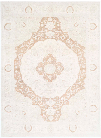 Traditional Hand Knotted Serenity Haji Jalili Wool Rug of Size 8'10'' X 12'1'' in Ivory and Rust Colors - Made in Afghanistan