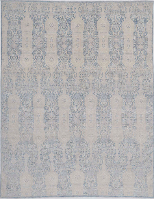Transitional Hand Knotted Artemix Haji Jalili Wool Rug of Size 7'11'' X 10'4'' in Blue and Ivory Colors - Made in Afghanistan